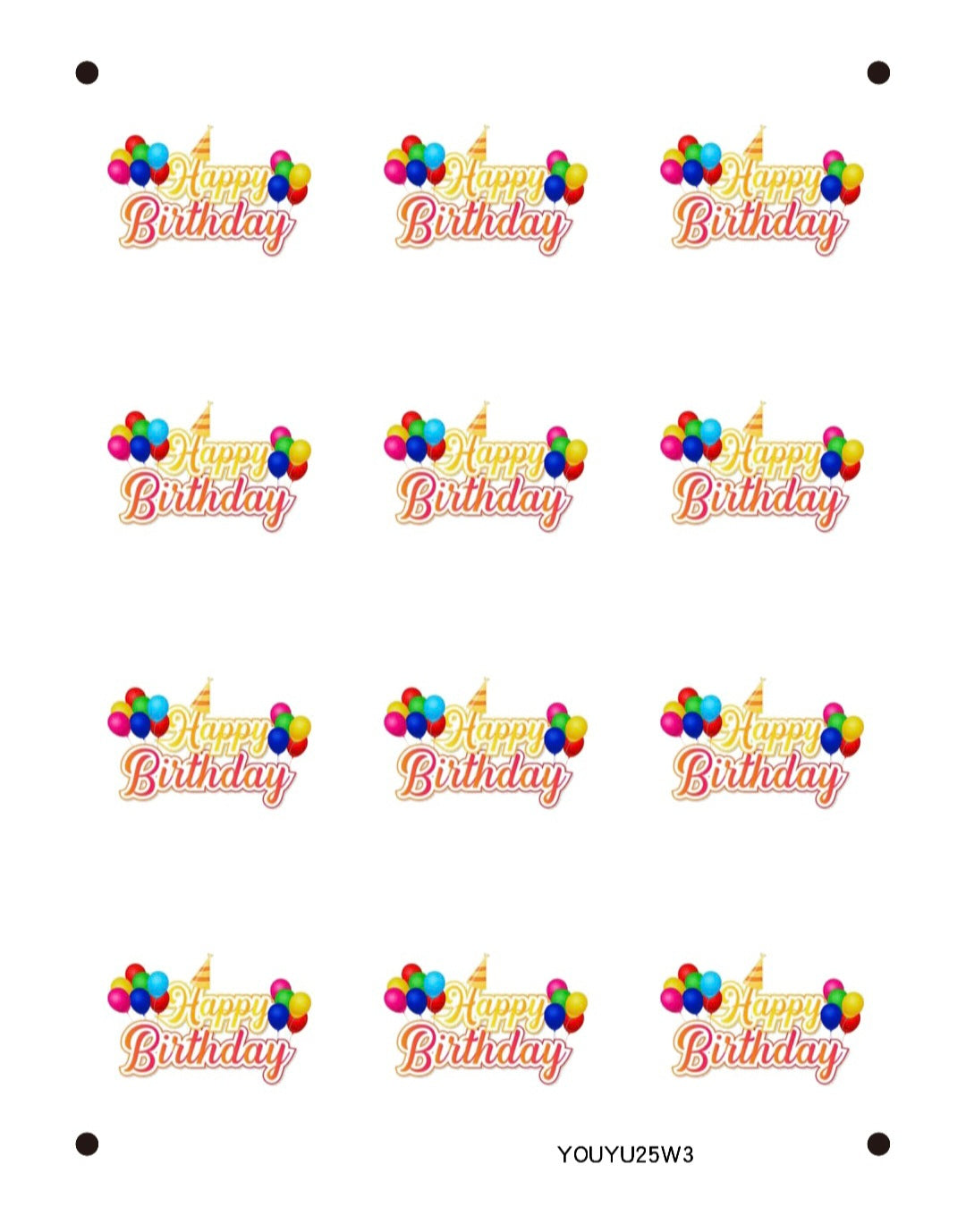 Birthday sugar sheet