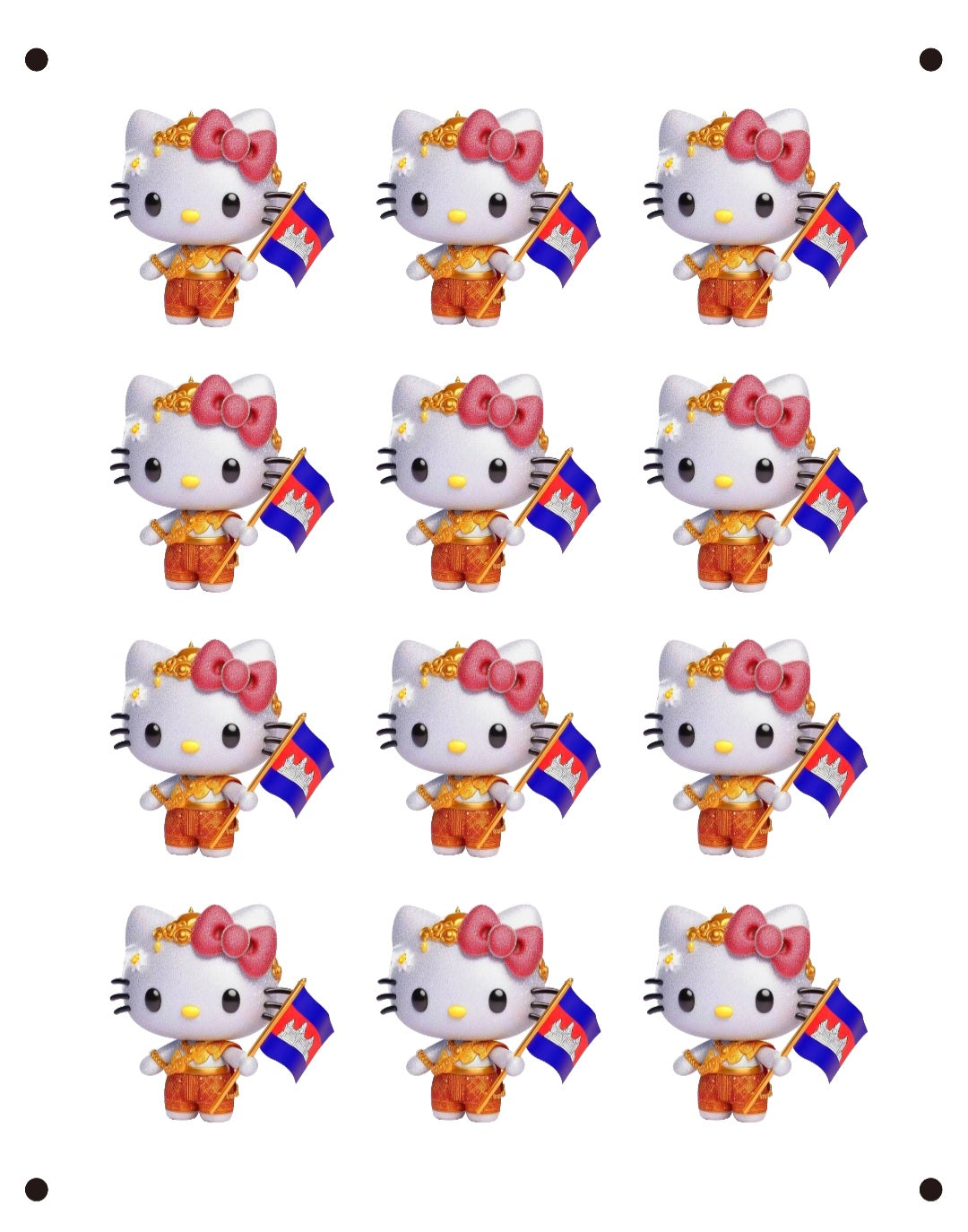 Hello kitty hold Cambodia flag Sugar Sheet